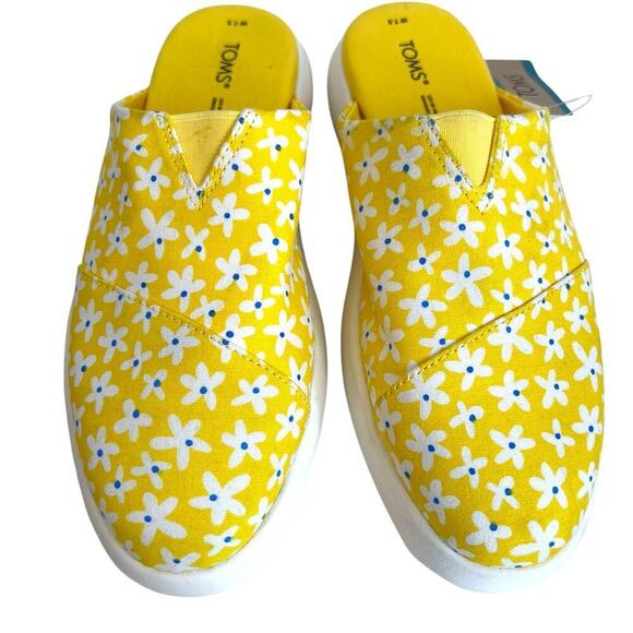 TOMS Alpargata Mallow Mule Yellow With White Daisy Print Women's Size 7.5 - Picture 4 of 11